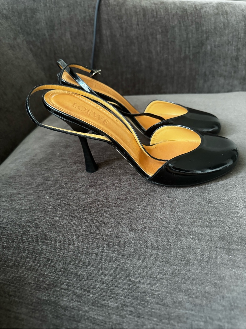 Loewe Black Patent Leather Anke Strap Pumps - Picture 3 of 6